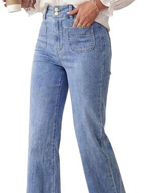 Womens Wide Leg Jeans High Waisted Stretchy - NWT - 10